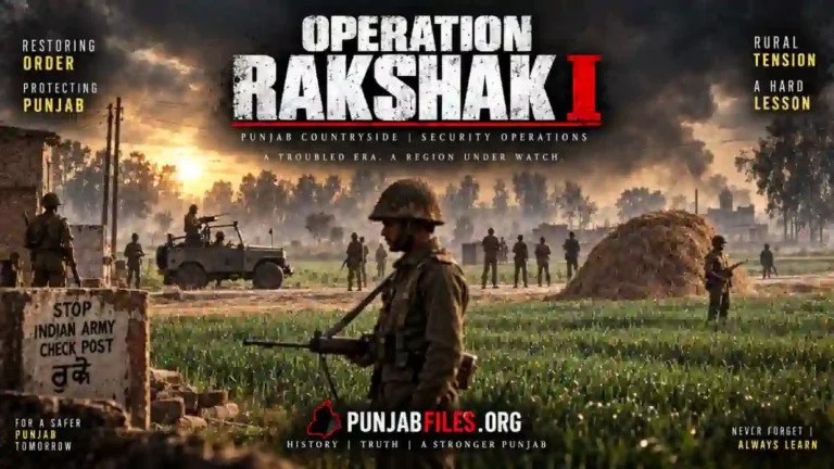 ਪੰਜਾਬ ਦੇ ਖੇਤਾਂ ਵਿੱਚ ਫ਼ੌਜੀ ਜਵਾਨਾਂ ਅਤੇ ਫ਼ੌਜ ਦੀ ਚੈੱਕ ਪੋਸਟ ਨੂੰ ਦਰਸਾਉਂਦੀ ਆਪ੍ਰੇਸ਼ਨ ਰਕਸ਼ਕ-I ਦੀ ਪ੍ਰਤੀਕਾਤਮਕ ਤਸਵੀਰ