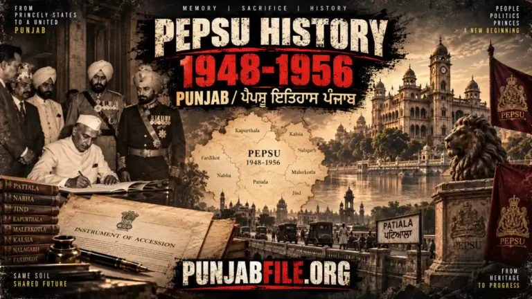 ਪੈਪਸੂ ਦੇ 1948–1956 ਇਤਿਹਾਸ ਬਾਰੇ PunjabFile ਲੇਖ ਦੀ ਮੁੱਖ ਤਸਵੀਰ